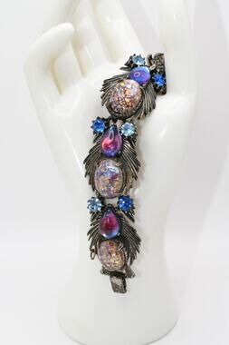 Florenza Dragon’s Breath Bracelet Blue Rhinestone Vintage Silver